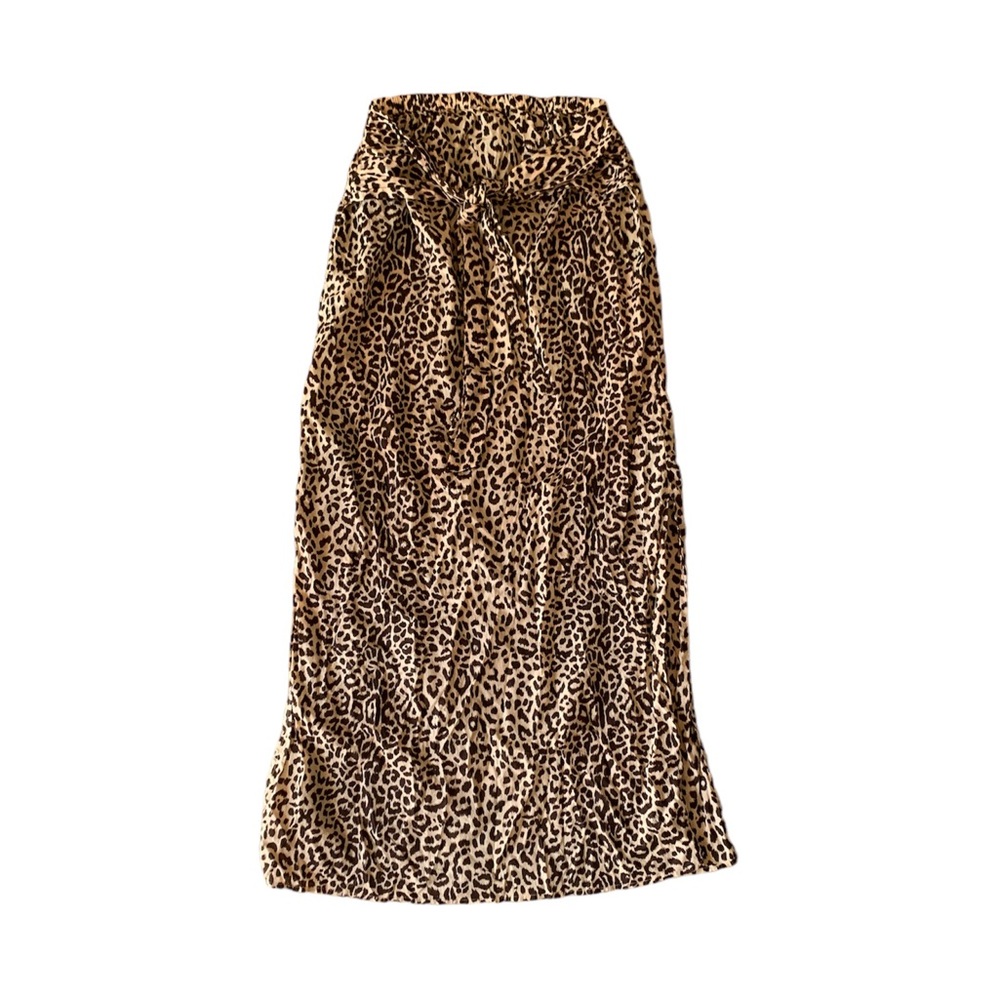 J Crew Beach Small Long Skirt Leopard Animal Print Front Tie Slits